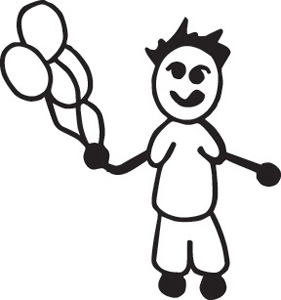 Stick Family Boy With  Balloons